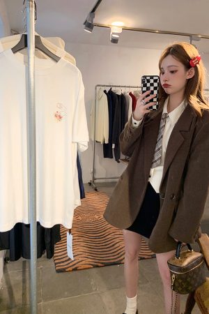 Vintage French High-End Corduroy Blazer for Women - Loose-Fitting Autumn Winter Suit Jacket, Chic 90s Style Outerwear