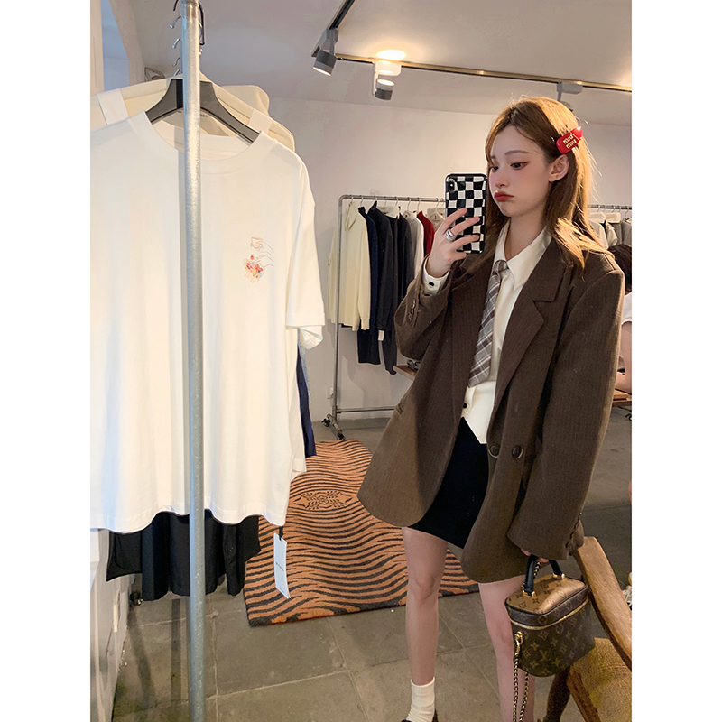 Vintage French High-End Corduroy Blazer for Women - Loose-Fitting Autumn Winter Suit Jacket, Chic 90s Style Outerwear