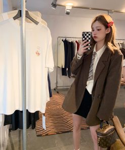 Vintage French High-End Corduroy Blazer for Women - Loose-Fitting Autumn Winter Suit Jacket, Chic 90s Style Outerwear