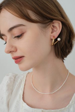 Vintage French Spiral Line Metal Earrings with Natural Pearl Ear Clips for Women, 925 Silver, Elegant Fashion Jewelry