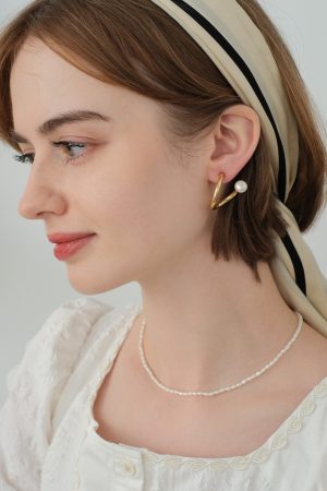 Vintage French Spiral Line Metal Earrings with Natural Pearl Ear Clips for Women, 925 Silver, Elegant Fashion Jewelry