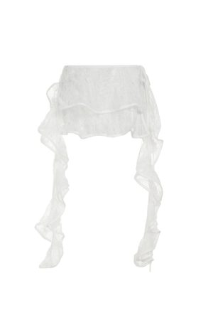 Vintage French White Lace Spliced Layered Ribbon Cake Skirt - Lace-Up Low-Waist Short Skirt for Summer Y2K Style