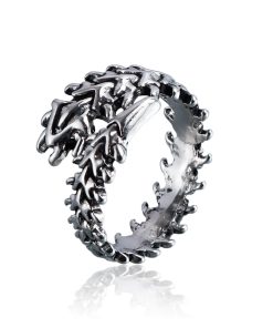 Vintage Geometric Skull Ring - Adjustable Open Spine Bone Design, High-End Light Luxury for European and American Styles
