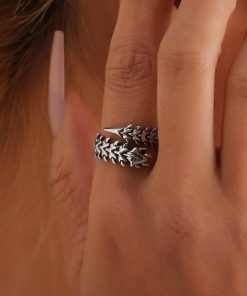 Vintage Geometric Skull Ring - Adjustable Open Spine Bone Design, High-End Light Luxury for European and American Styles