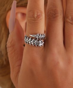 Vintage Geometric Skull Ring - Adjustable Open Spine Bone Design, High-End Light Luxury for European and American Styles