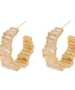 Vintage Gold C-Shaped Round Earrings for Women - Minimalist French Ear Clips, 925 Silver, Elegant Everyday Jewelry