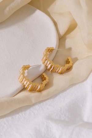 Vintage Gold C-Shaped Round Earrings for Women - Minimalist French Ear Clips, 925 Silver, Elegant Everyday Jewelry