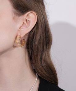 Vintage Gold C-Shaped Round Earrings for Women - Minimalist French Ear Clips, 925 Silver, Elegant Everyday Jewelry