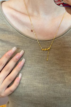 Vintage Gold Snake Pendant Necklace with Four-Pointed Star, Minimalist Collarbone Chain for Women, Year of the Snake Jewelry