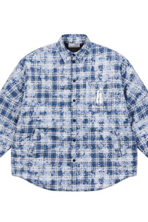 Vintage Gothic Typography U-Shaped Printed Shirt Jacket - Quilted Outerwear for a Harsh and Cruel Aesthetic
