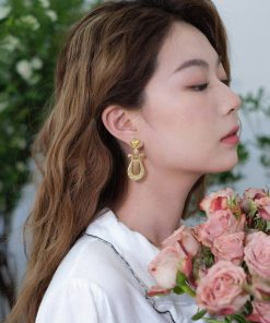 Vintage Harp Earrings for Women - French Court Style Long Ear Clips, Niche Musical Instrument Design, Unique Fashion Jewelry