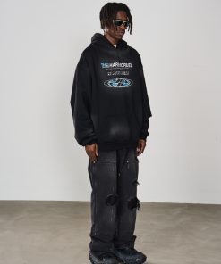 Vintage Heavy-Duty Washed Loose-Fitting Hoodie - Harshandcruel Style, 90s Inspired, Streetwear Fashion for Casual Looks