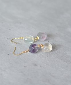 Vintage High-End Irregular Fluorite Blue-Purple Crystal Long Women's Earrings - Elegant Niche Jewelry for Boho Style