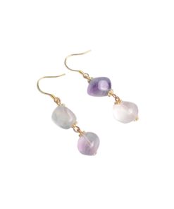 Vintage High-End Irregular Fluorite Blue-Purple Crystal Long Women's Earrings - Elegant Niche Jewelry for Boho Style