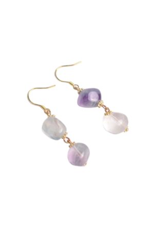 Vintage High-End Irregular Fluorite Blue-Purple Crystal Long Women's Earrings - Elegant Niche Jewelry for Boho Style