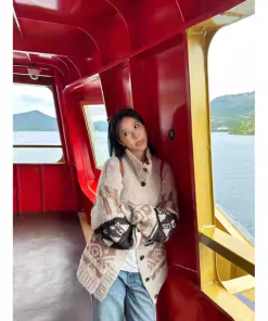 Vintage High Neck Plush Knit Cardigan for Women, Loose Fit Long Sleeve Sweater Coat, 2025 Fall Fashion, Cozy Layering Essential