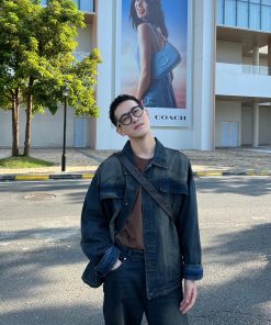 Vintage High Street Blue Washed Denim Jacket for Men - Loose Fit Versatile Autumn Outerwear