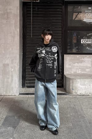 Vintage High Street Cardigan Sweatshirt Hoodie for Men and Women - Thin Jacket for Spring and Autumn, Trendy 90s Style