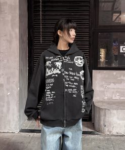 Vintage High Street Cardigan Sweatshirt Hoodie for Men and Women - Thin Jacket for Spring and Autumn, Trendy 90s Style