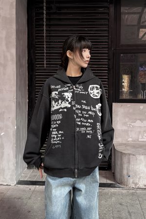 Vintage High Street Cardigan Sweatshirt Hoodie for Men and Women - Thin Jacket for Spring and Autumn, Trendy 90s Style