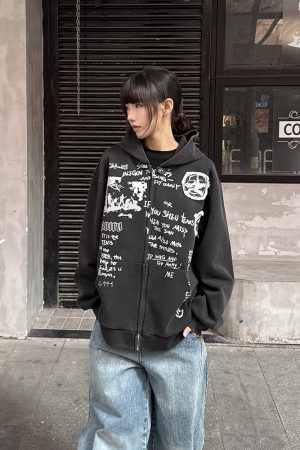 Vintage High Street Cardigan Sweatshirt Hoodie for Men and Women - Thin Jacket for Spring and Autumn, Trendy 90s Style