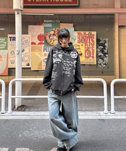 Vintage High Street Cardigan Sweatshirt Hoodie for Men and Women - Thin Jacket for Spring and Autumn, Trendy 90s Style