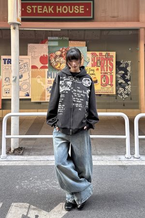Vintage High Street Cardigan Sweatshirt Hoodie for Men and Women - Thin Jacket for Spring and Autumn, Trendy 90s Style