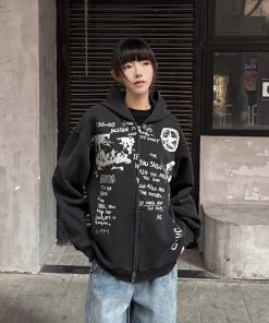 Vintage High Street Cardigan Sweatshirt Hoodie for Men and Women - Thin Jacket for Spring and Autumn, Trendy 90s Style