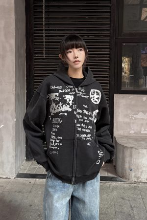 Vintage High Street Cardigan Sweatshirt Hoodie for Men and Women - Thin Jacket for Spring and Autumn, Trendy 90s Style