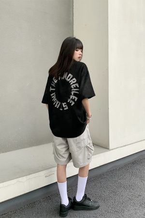 Vintage High Street Legal Alien Suede Embroidered T-Shirt for Men and Women, Summer Short Sleeve, 90s Inspired Fashion Top