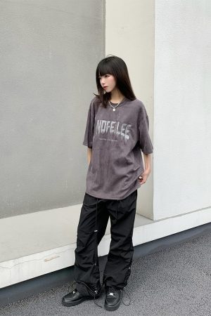 Vintage High Street Legal Alien Suede Embroidered T-Shirt for Men and Women, Summer Short Sleeve, 90s Inspired Fashion Top