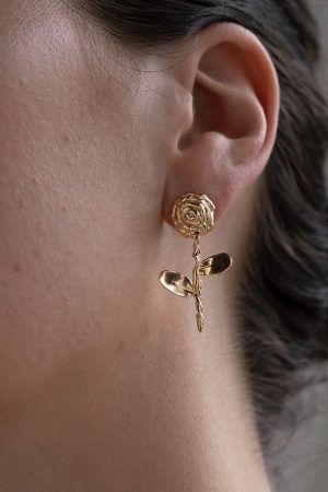 Vintage Hydrangea Flower Earrings for Women | Simple Romantic Rose Design | Long Slimming Style | Ideal for 90s and Y2K Fashion