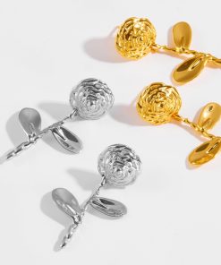 Vintage Hydrangea Flower Earrings for Women | Simple Romantic Rose Design | Long Slimming Style | Ideal for 90s and Y2K Fashion