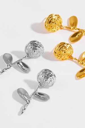 Vintage Hydrangea Flower Earrings for Women | Simple Romantic Rose Design | Long Slimming Style | Ideal for 90s and Y2K Fashion