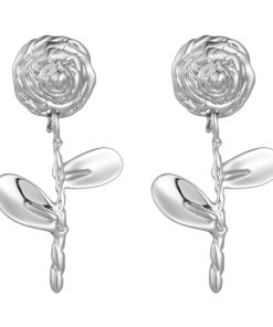 Vintage Hydrangea Flower Earrings for Women | Simple Romantic Rose Design | Long Slimming Style | Ideal for 90s and Y2K Fashion