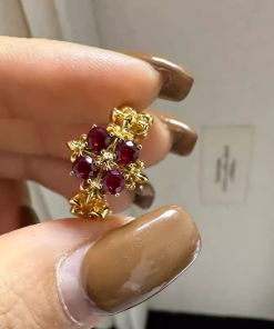 Vintage-Inspired Adjustable Open Design Rose Pink Iris Flower Ring for Women â€“ Exquisite Light Luxury Fashion Accessory