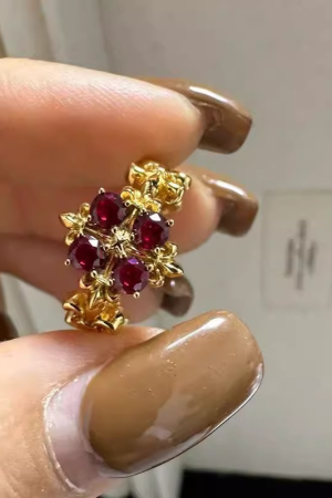 Vintage-Inspired Adjustable Open Design Rose Pink Iris Flower Ring for Women â€“ Exquisite Light Luxury Fashion Accessory