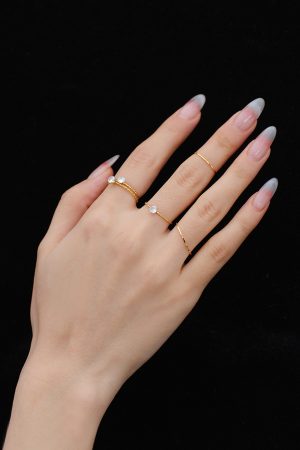Vintage-Inspired Elegant Gold Mini Stacking Ring with Shimmering Starry Sky Diamond Detail