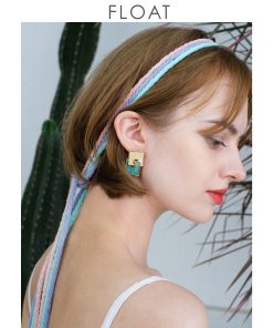 Vintage-Inspired Floating Square Earrings for Women - Retro Color-Blocking Minimalist Clip-On Studs in Pure Silver