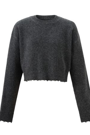 Vintage-Inspired Loose Fit Round Neck Knitted Sweater for Women - Soft Autumn Winter Outerwear