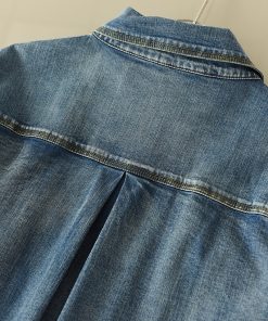 Vintage-Inspired Loose Mid-Length Long Sleeve Denim Shirt Jacket - Stylish Casual Outerwear for Effortless 90s and Y2K Fashion