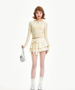 Vintage-Inspired Pullover Sweater for Women - Lazy Style, Short Knitted Top for Spring & Autumn, High-End Feel