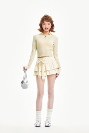 Vintage-Inspired Pullover Sweater for Women - Lazy Style, Short Knitted Top for Spring & Autumn, High-End Feel