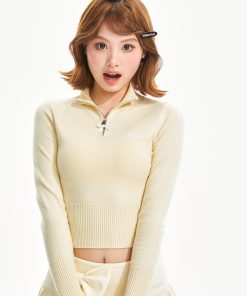Vintage-Inspired Pullover Sweater for Women - Lazy Style, Short Knitted Top for Spring & Autumn, High-End Feel