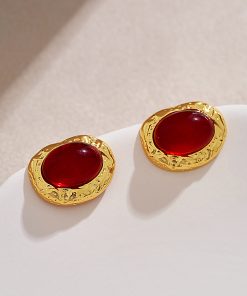 Vintage-Inspired Red Earrings for Women - 2025 Trendy Lightweight Luxury Jewelry for Autumn & Winter, Niche Design Accessories