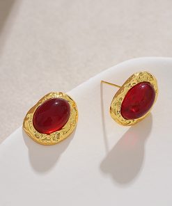 Vintage-Inspired Red Earrings for Women - 2025 Trendy Lightweight Luxury Jewelry for Autumn & Winter, Niche Design Accessories