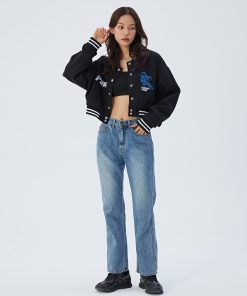 Vintage-Inspired Short Baseball Jacket for Women | American Streetwear Coat | Spring Autumn Euro-American Style