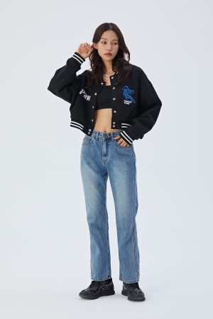 Vintage-Inspired Short Baseball Jacket for Women | American Streetwear Coat | Spring Autumn Euro-American Style