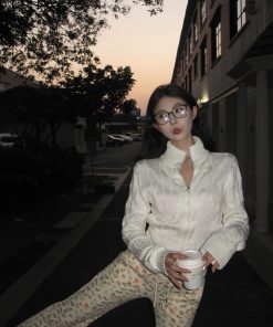 Vintage-Inspired Women's Turtleneck Cable Knit Cardigan with Double Zipper, Autumn Winter Short Knitted Top, Thick Cozy Layering Piece