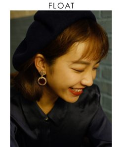 Vintage Irregular Metal Texture Round Amber Tortoiseshell Clip Earrings - Handmade Floating Art Design